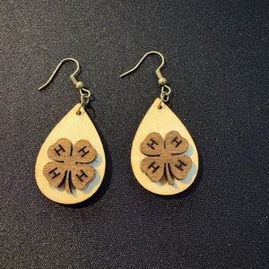 Wooden 4H Clover Earrings